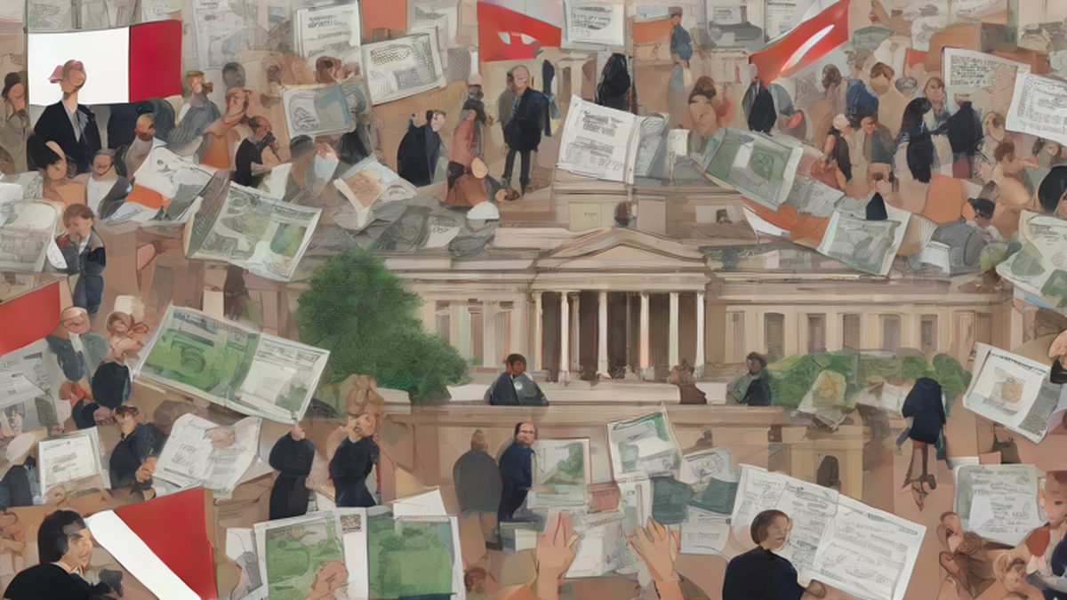 Ilustración editorial sobre política: Iniciativa de Unión por la Patria busca limitar tasas en billeteras virtuales