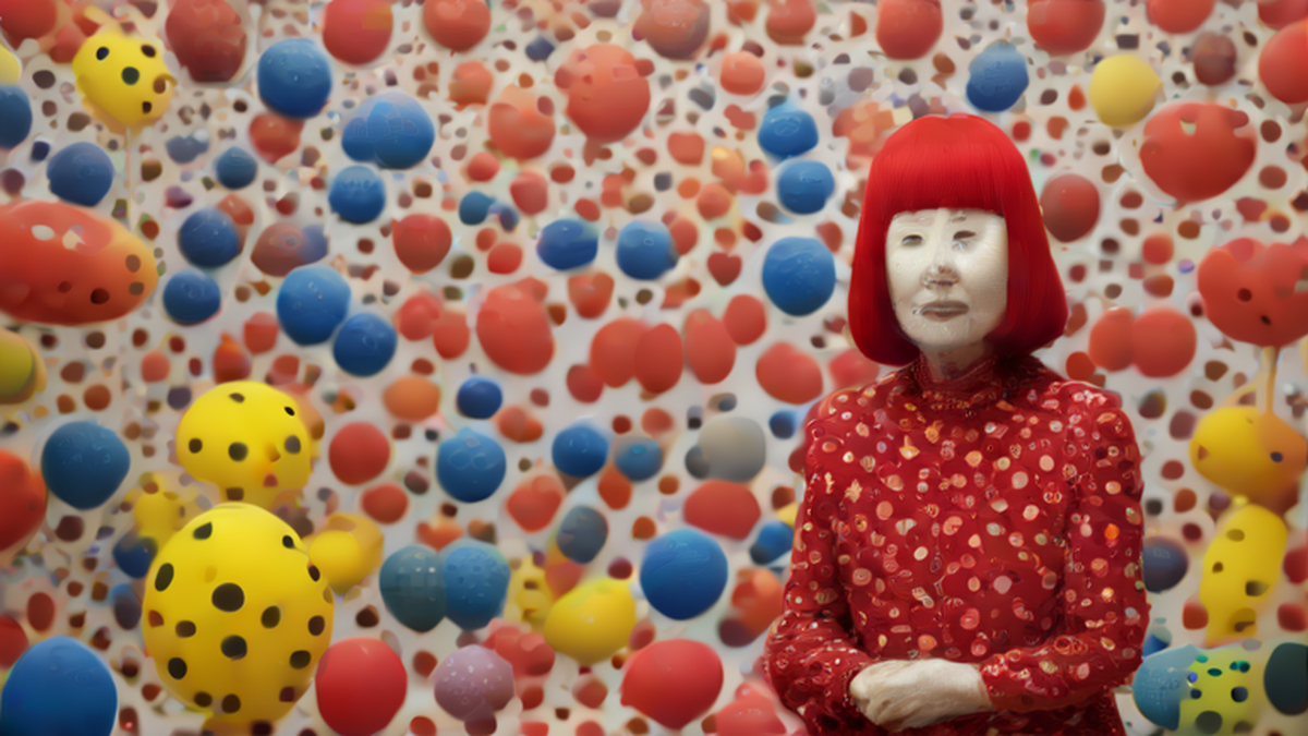 Ilustración editorial sobre cultura: Muere Yayoi Kusama a los 97 años: icono del arte contemporáneo