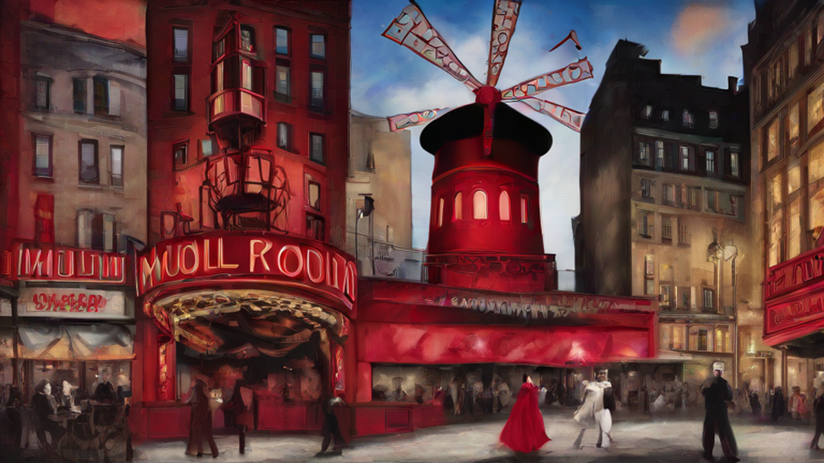 Ilustración editorial sobre sociedad: Moulin Rouge ! baja el telón en Broadway
