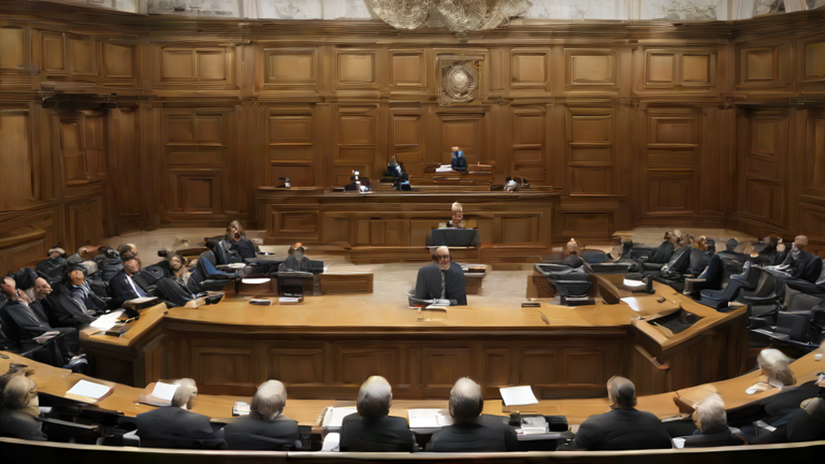 Ilustración editorial sobre sociedad: El Supremo estudiará recurso del PP para obligar a ministros a comparecer en el Senado