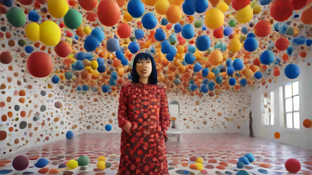 Ilustración editorial sobre cultura: Yayoi Kusama, la artista que convirtió los lunares en símbolo del arte contemporáneo, fallece a los 97 años