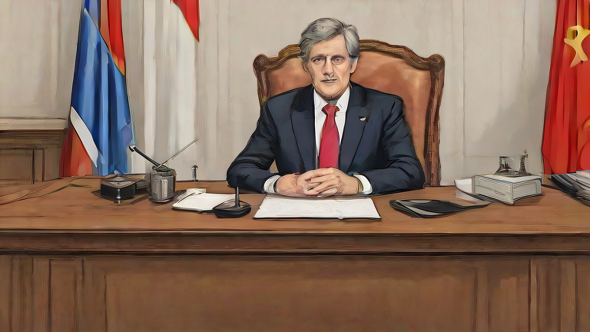 Ilustración editorial sobre política: Milei: No se puede culpar al Gobierno por la morosidad