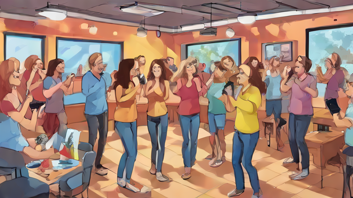 Ilustración editorial sobre sociedad: Fundesarrollo celebra Día del Adulto Mayor con karaoke
