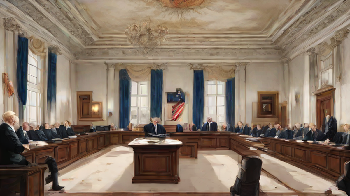 Ilustración editorial sobre seguridad: Corte Suprema permite seguir obras del salón de baile en Casa Blanca