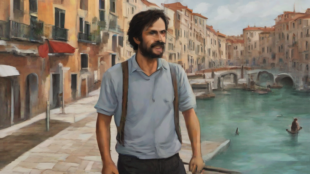 Ilustración editorial sobre sociedad: Ricky Martin y Gael García Bernal presentan Hombre al Agua en Venecia