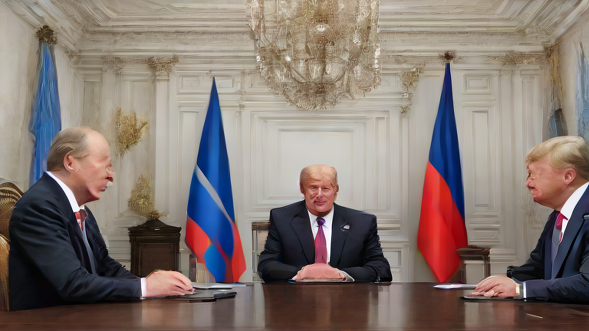 Ilustración editorial sobre sociedad: Putin recibe a enviados de Trump en Moscú por tregua en Ucrania