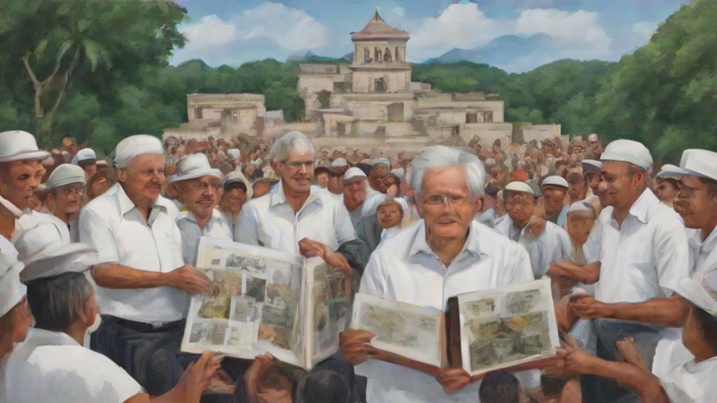 Ilustración editorial sobre sociedad: AMLO reaparece con libro Pueblo y defiende legado de la 4T